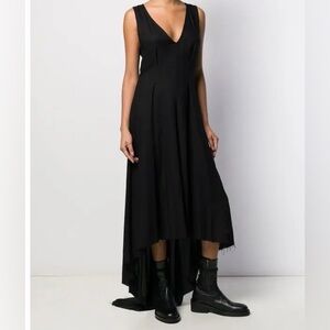 Ann Demeulemeester Black Silk Blend Hi-lo
Hem Maxi Dress(Size 40)